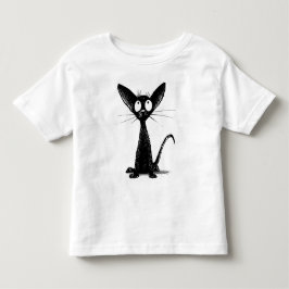 Camiseta Infantil Miúdos engraçados do gato preto