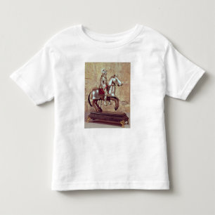 Camiseta Infantil Modelo de um cavalo e de um cavaleiro barded,