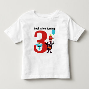 Camiseta Infantil Monstro bonito do Tshirt do aniversário de 3 anos