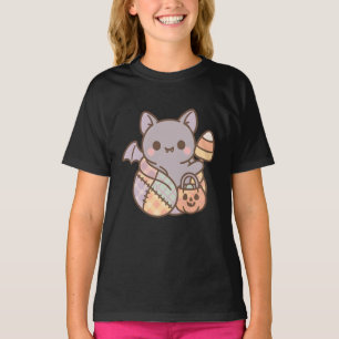 Camiseta Infantil Morcego de Doces Pastel Kawaii