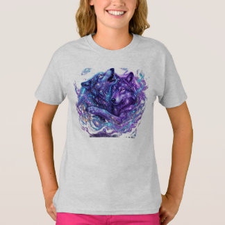 Camiseta Infantil Mystic Galaxy Azul Arte de Lobo