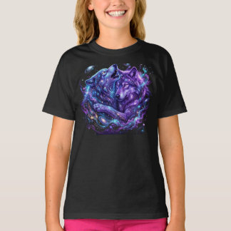 Camiseta Infantil Mystic Galaxy Azul Arte de Lobo