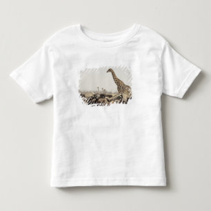 Camiseta Infantil Namíbia, Parque Nacional Etosha. Uma girafa solitá