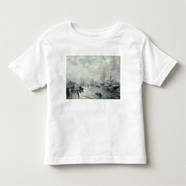 Camiseta Infantil Navios de navigação no porto de Hamburgo, 1889 (Frente)