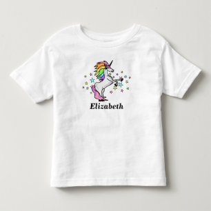 Camiseta Infantil Nome adorável, arco-íris e unicórnio