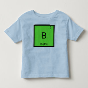Camiseta Infantil Nome de Burton Elemento Químico Tabela Periódica