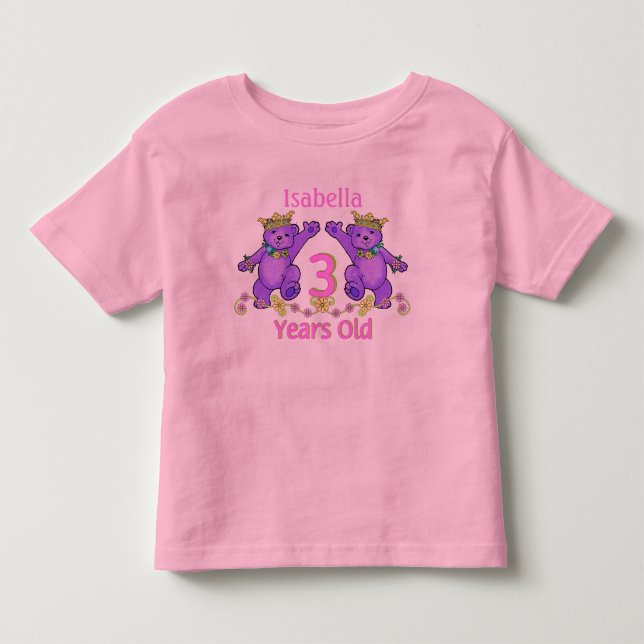 Camiseta Infantil Nome Personalizado de aniversário de 3 anos de Pri (Frente)