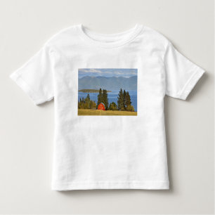 Camiseta Infantil O celeiro vermelho senta-se ao longo do lago