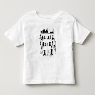 Camiseta Infantil O desenho da patente das peças do jogo de xadrez