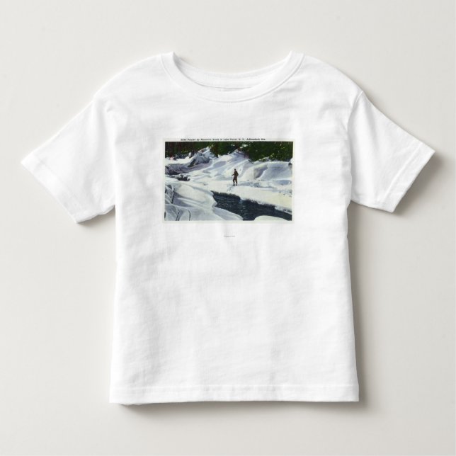 Camiseta Infantil O esquiador através dos campos pausa pelo ribeiro (Frente)
