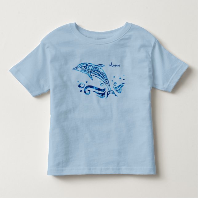 Camiseta Infantil O golfinho é minha alegria azul do fuzileiro naval (Frente)