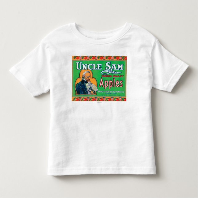 Camiseta Infantil O tio Sam Apple etiqueta (verde) - Wapato, WA (Frente)
