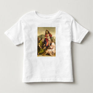 Camiseta Infantil O Virgin e a criança com um santo e um anjo, C.