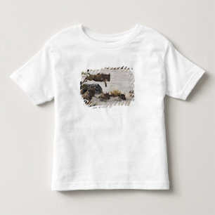 Camiseta Infantil O Wildebeest que salta no rio de Mara durante