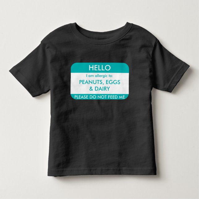 Camiseta Infantil Olá! eu sou alérgico ao miúdo personalizado da (Frente)