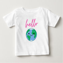 Camiseta Infantil Olá Mundo Crianças Fofas