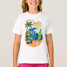 Camiseta Infantil Onda e Palmeira