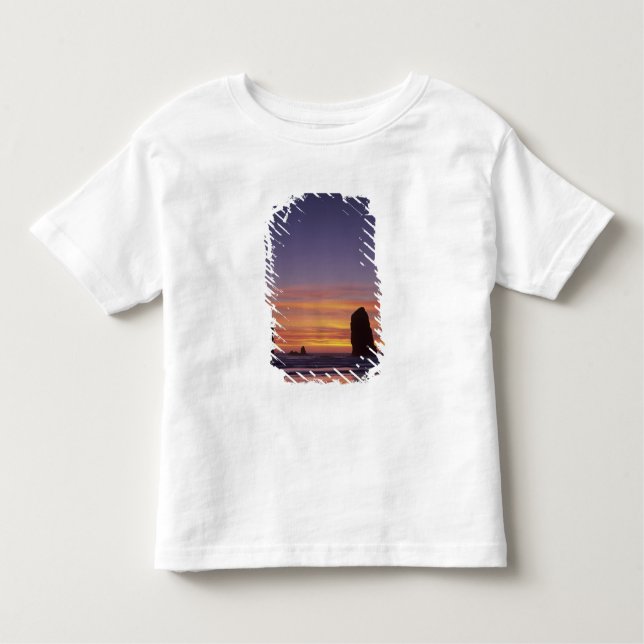 Camiseta Infantil OR, Oregon Coast, Cannon Beach, Sastacks at (Frente)