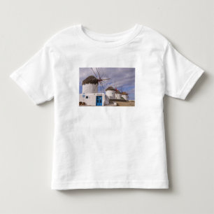 Camiseta Infantil Os moinhos de vento de Mykonos nas Ilhas Gregas