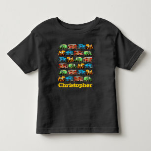Camiseta Infantil Padrão de Caminhão de Construção de Nome Personali