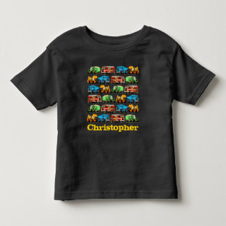 Camiseta Infantil Padrão de Caminhão de Construção de Nome Personali