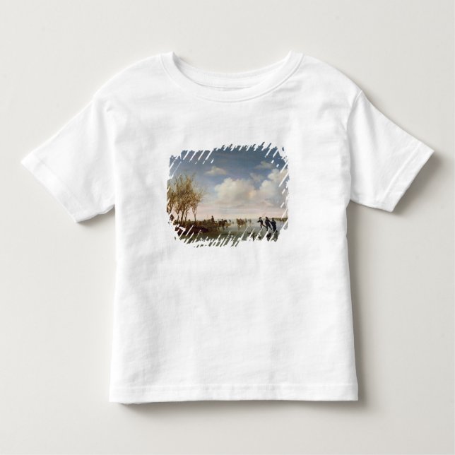 Camiseta Infantil Paisagem holandesa com patinadores (Frente)