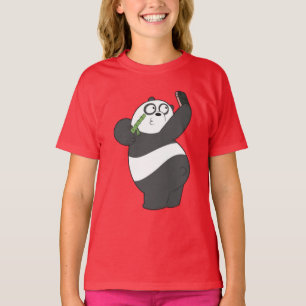 Camiseta Infantil Panda Feliz Dançando com Bambu