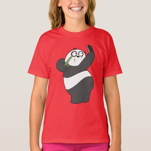 Camiseta Infantil Panda Feliz Dançando com Bambu (Frente)