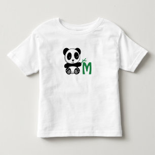 Camiseta Infantil Panda pequena bonito com um monograma de bambu da