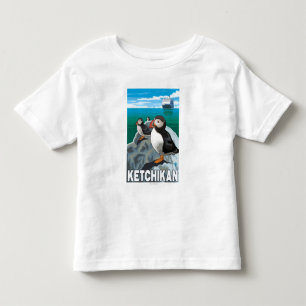 Camiseta Infantil Papagaio-do-mar & navio de cruzeiros - Ketchikan,