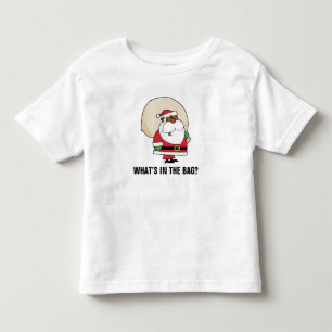Camiseta Infantil Papai Noel preto com saco do brinquedo