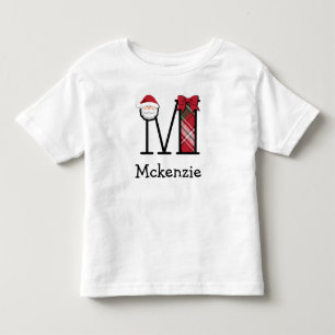 Camiseta Infantil Papais noeis de Natal da Garota M Monograma da Cam