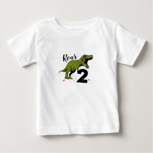 Camiseta infantil para aniversário de 2 dinossauro