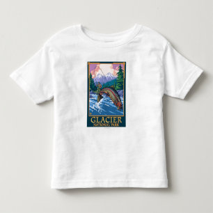 Camiseta Infantil Parque nacional de geleira, pescador de MontanaFly