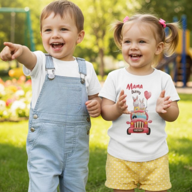 Camiseta Infantil Passeio de Coelho Mamãe Bunny (Criador carregado)