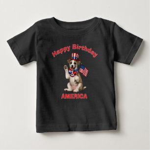 Camiseta Infantil Patriota de Cachorro Whippet (2i