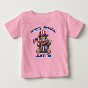 Camiseta Infantil Patriota de Hipopótamo (5e)