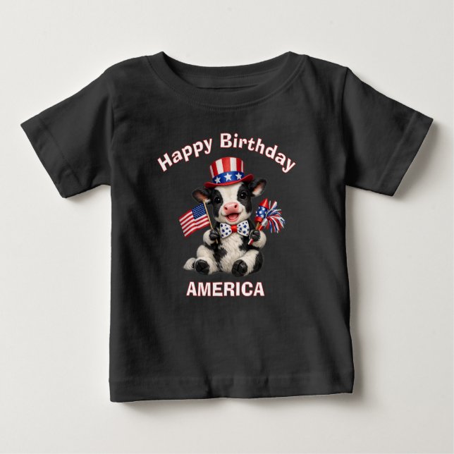 Camiseta infantil patriota de vaca (5b) (Frente)