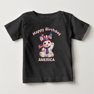 Camiseta infantil Patriótica Coelho Branco (5ao)