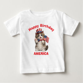 Camiseta Infantil Patriótica com Gatito Ragamuffin