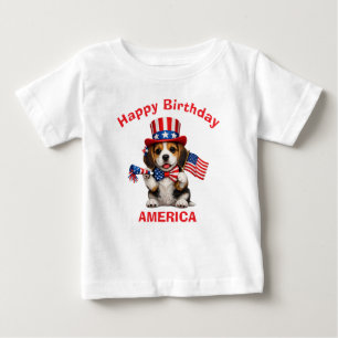 Camiseta Infantil Patriótica de Cachorrinho Beagle