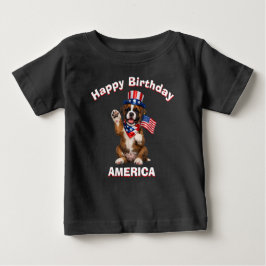 Camiseta Infantil Patriótica de Cachorrinho Boxer