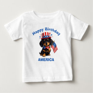 Camiseta infantil patriótica de cachorrinho Dachsh