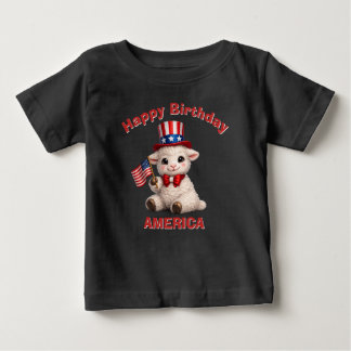 Camiseta infantil patriótica de cordeiro (5f)