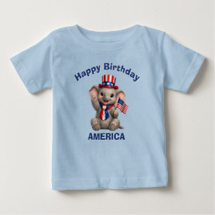 Camiseta infantil patriótica de elefante (5d)
