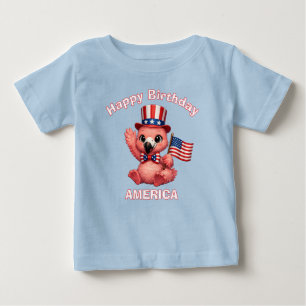 Camiseta Infantil Patriótica de Flamingo (4f)
