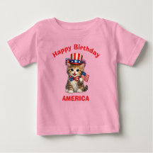 Camiseta infantil patriótica de gatinho (1b)