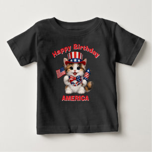 Camiseta infantil Patriótica de Gatinho Marrom, Pr