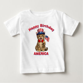 Camiseta infantil patriótica de gatinho Ocicat (1q