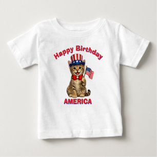 Camiseta infantil patriótica de gatinho Ocicat (1q